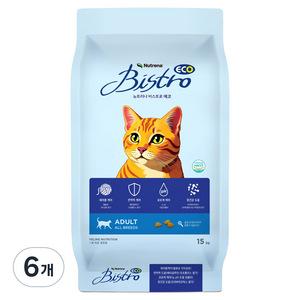 뉴트리나 어덜트 고양이 비스트로 에코 건식사료, 닭, 15kg, 6개