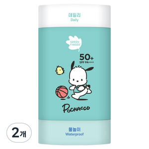 그린핑거 데일리 물놀이 산리오 포차코 에디션 2in1 선스틱 SPF50+ PA++++, 22g, 2개