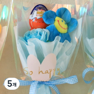 센트바스켓 비누꽃 스마일 킨더조이 꽃다발, 블루(꽃다발), 랜덤 발송(킨더조이), 5개