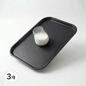 리빙메이트 논슬립 직사각 트레이, 블랙, 3개