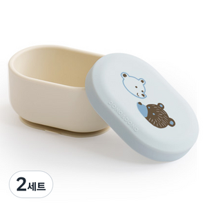 도노도노 맘마존 국그릇 겸용 올인원 흡착볼 + 뚜껑 세트, 테디코튼블루, 2세트