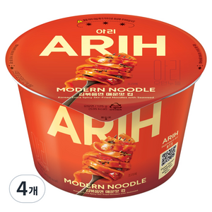 아리 모던누들 김볶음면 매운맛 컵 125g, 4개