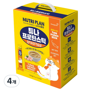 동원뉴트리플랜 고양이 튜나 프로틴 스틱, 혼합맛(참치/닭가슴살), 1.4kg, 4개