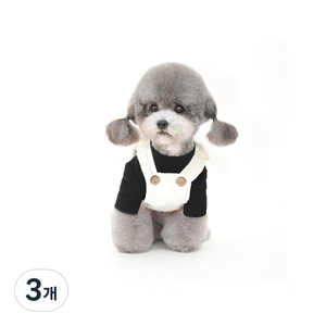인뮤즈펫 반려동물 아기베어 멜빵바지, 화이트, 3개