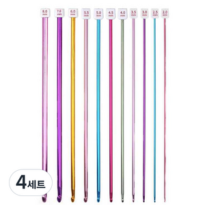 마켓플랜 뜨개질 비비드 롱 코바늘, 4세트