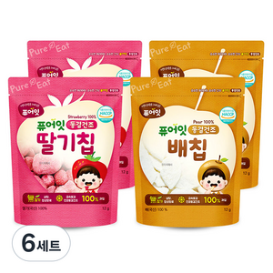 퓨어잇 내이브로 딸기칩 12g x 2p + 배칩 12g x 2p, 딸기맛, 배맛, 6세트
