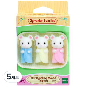 실바니안패밀리 마쉬멜로 마우스 세쌍둥이 피규어 + 아기바구니 5337, 5세트