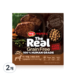 하림펫푸드 강아지 더리얼 그레인프리 오븐베이크드 시니어 사료, 소, 1kg, 2개