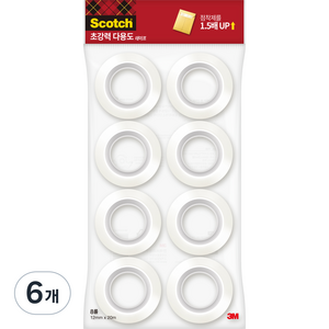 쓰리엠 스카치 초강력 다용도 테이프 리필 12mm x 20m 8롤, 6개, 투명
