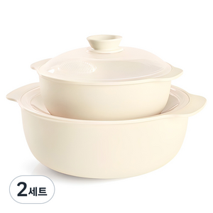 심플아이콘 모노 스마트 찜기 대 + 중 세트, 아이보리, 2세트