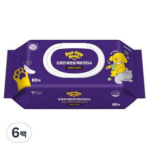포포몽 반려동물 도톰한 에센셜 케어 펫티슈, 6개, 80개입