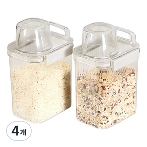 달팽이리빙 퀴진드마망 밀폐 잡곡통 1300ml, 투명, 4개