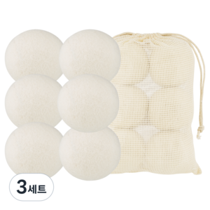 나무 건조기 양모볼 6p + 파우치 세트, 3세트