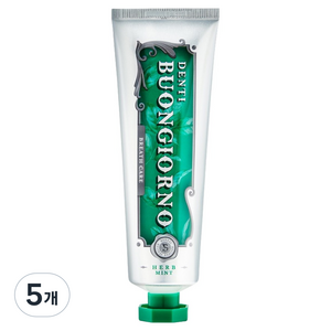 덴티본조르노 구취케어치약 허브민트향, 100g, 5개