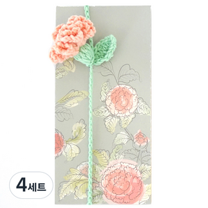 Mellow 어버이날 용돈봉투 + 카네이션 책갈피, 피치, 4세트