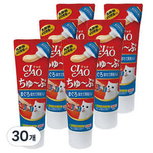 이나바 고양이 CIAO 츄브, 혼합맛(참치/가리비 관자), 80g, 30개
