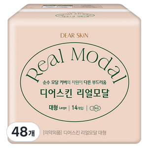 디어스킨 리얼모달 생리대 날개형, 대형, 14개입, 48개