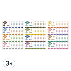 아이코닉 다이어리 날짜 숫자 요일 데코 스티커, 03 VINTAGE, 3개