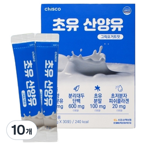 chisco 굿센 초유 산양유 단백질 스틱 분말 30p, 60g, 10개