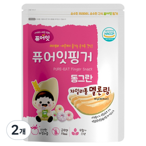 퓨어잇 퓨어잇핑거 동그란 자일리톨 과일링, 멜론, 40g, 2개