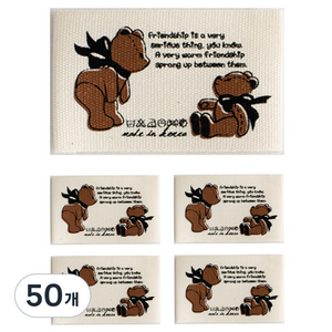 yarna 페브릭 천 라벨, 50개, 리본곰돌이