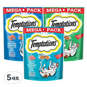 템테이션 고양이 워너비 간식 3종 세트, 담백한 연어맛, 고소한 참치맛, 풍부한 해산물맛, 5세트, 160g