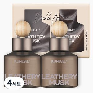 쿤달 퍼퓸 차량용 방향제 75ml 2p + 우드볼 스틱 2p 세트, 레더리머스크, 4세트
