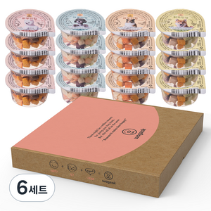 와그작 반려동물 하루한컵 선물세트 동결건조 간식 16개입, 혼합맛(대구랑 야채/오리랑 야채/두부랑 야채/소고기랑 야채), 7g, 6세트