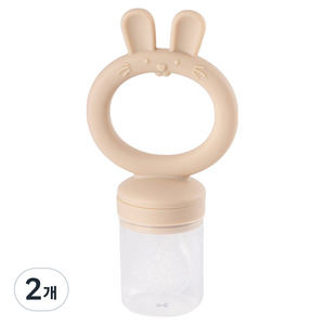 모모빈 실리콘 토끼 손잡이 과즙 실리콘망, 2개, 크림브륄레