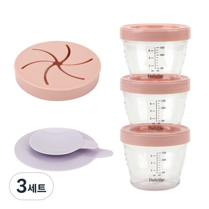 데일리라이크 봉봉 트라이탄 볼 실속 이유식보관용기, 130ml, 스트로베리, 3세트