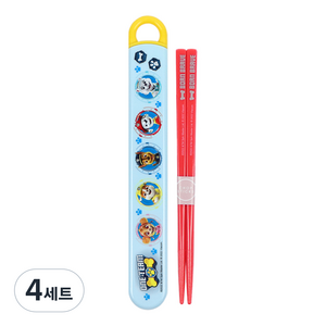 스케이터 슬라이드 젓가락 세트 16.5cm, 퍼피구조대, 4세트, 젓가락 + 케이스 + 네임택