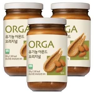 올가홀푸드 유기농 아몬드 오리지널 넛스프레드, 220g, 3개