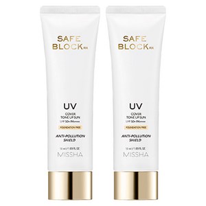 미샤 세이프 블록RX 커버 톤업 선크림 SPF50+ PA++++, 50ml, 2개