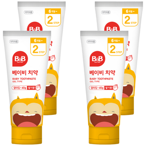 비앤비 베이비치약 겔타입 딸기향, 40g, 4개