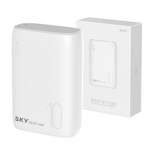 스카이 필 X11 미니 10000mAh 초소형 고속 유선 보조배터리 C타입, SKY-X11PD, 화이트