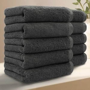 테리크 프리미엄 먼지없는 호텔 수건 200g 40수 코마사 면, 진그레이, 10개 골드박스 특가