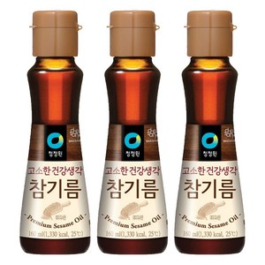 청정원 고소한 건강생각 참기름, 160ml, 3개