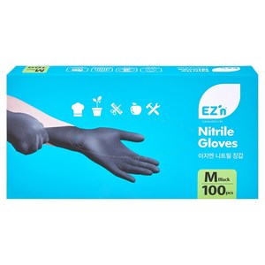 EZn이지엔 니트릴 장갑 3.5g 100p, 블랙, M, 1개