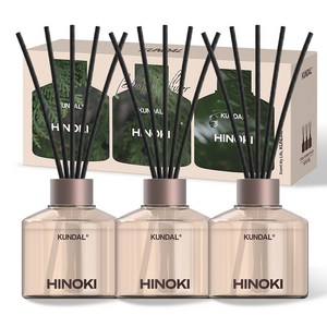 쿤달 퍼퓸 디퓨저 + 섬유스틱 세트, 히노키, 200ml, 1개