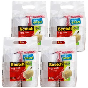 스카치 포장용 테이프 3650 48mm x 50m 8p + 디스펜서 세트, 투명(테이프), 4세트