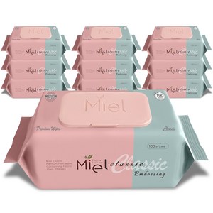 미엘 클래식 엠보싱 물티슈 캡형, 50g, 100개입, 10개