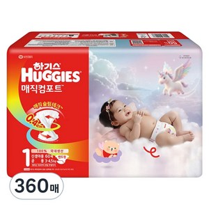 하기스 2026 매직컴포트 밴드형 기저귀 남여공용, 360매, 1단계