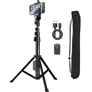 셀루미 하이엔드 2in1 블루투스 삼각대 셀카봉 130cm + 리모콘, VCT-188(블랙), INTO-YT1688(리모컨), 1개, BLACK 블랙