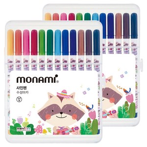 모나미 모니주 사인펜 여, 12색, 2개