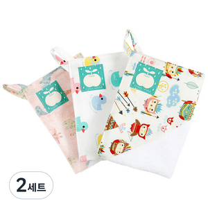 코니아일랜드 어린이집 고리수건 고깔형 22r 여아세트, 빈티지지라프 (핑크), 색동오리, 인디버드, 2세트