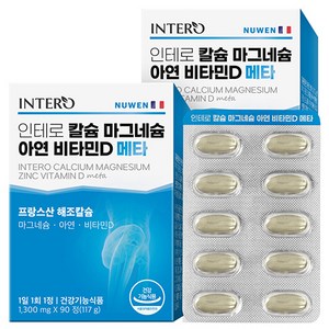 인테로 칼슘 마그네슘 아연 비타민D 메타 영양제 117g, 90정, 2개