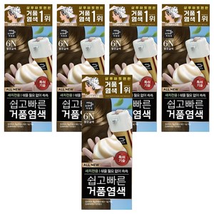 미쟝센 쉽고 빠른 거품 염색 새치전용, 6N밝은갈색, 5개