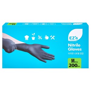 EZn이지엔 니트릴 장갑 3.5g 200p, 블랙, M, 1개