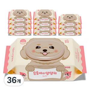 순둥이 와 댕댕이 반려동물 베이직 중성 물티슈, 80개입, 36개