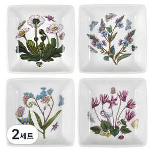 포트메리온 사각 미니 접시 4p, 혼합색상, 2세트